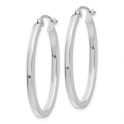 White Gold Oblong Hoop Earrings